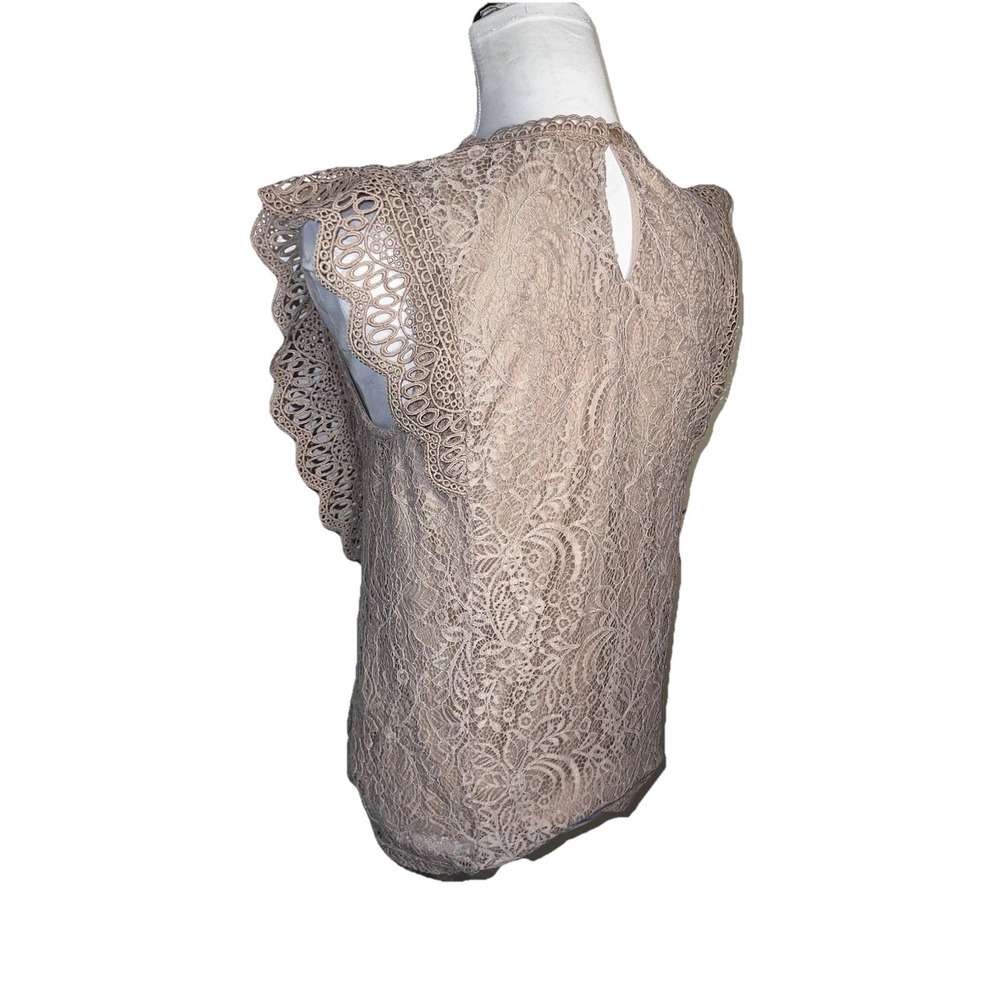 Cable & Gauge Bohemian Embroidered Lace Top Keyhole Back Lined Stretchy Size M - Picture 5 of 9